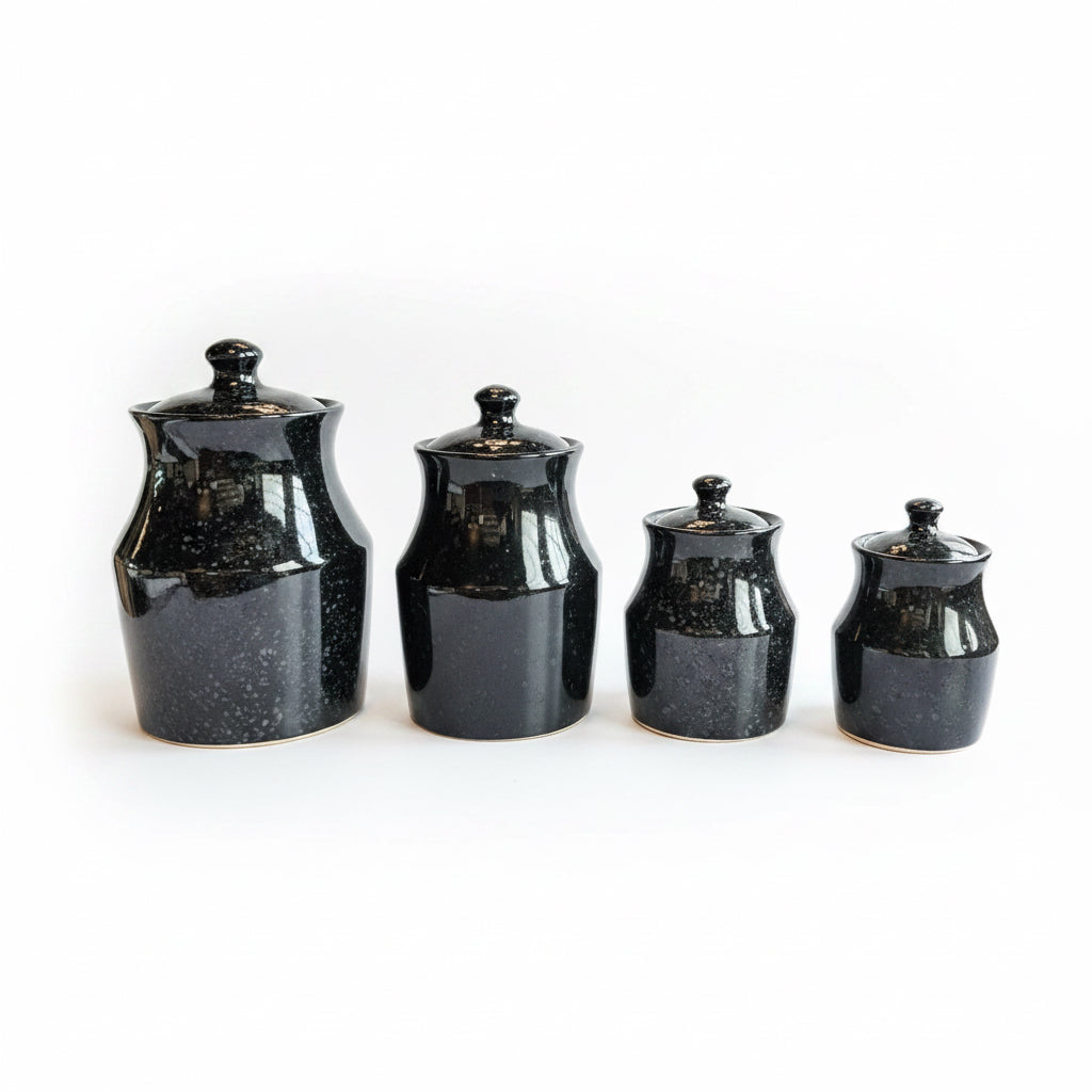 Stoneware Speckled Canister 6” Jar