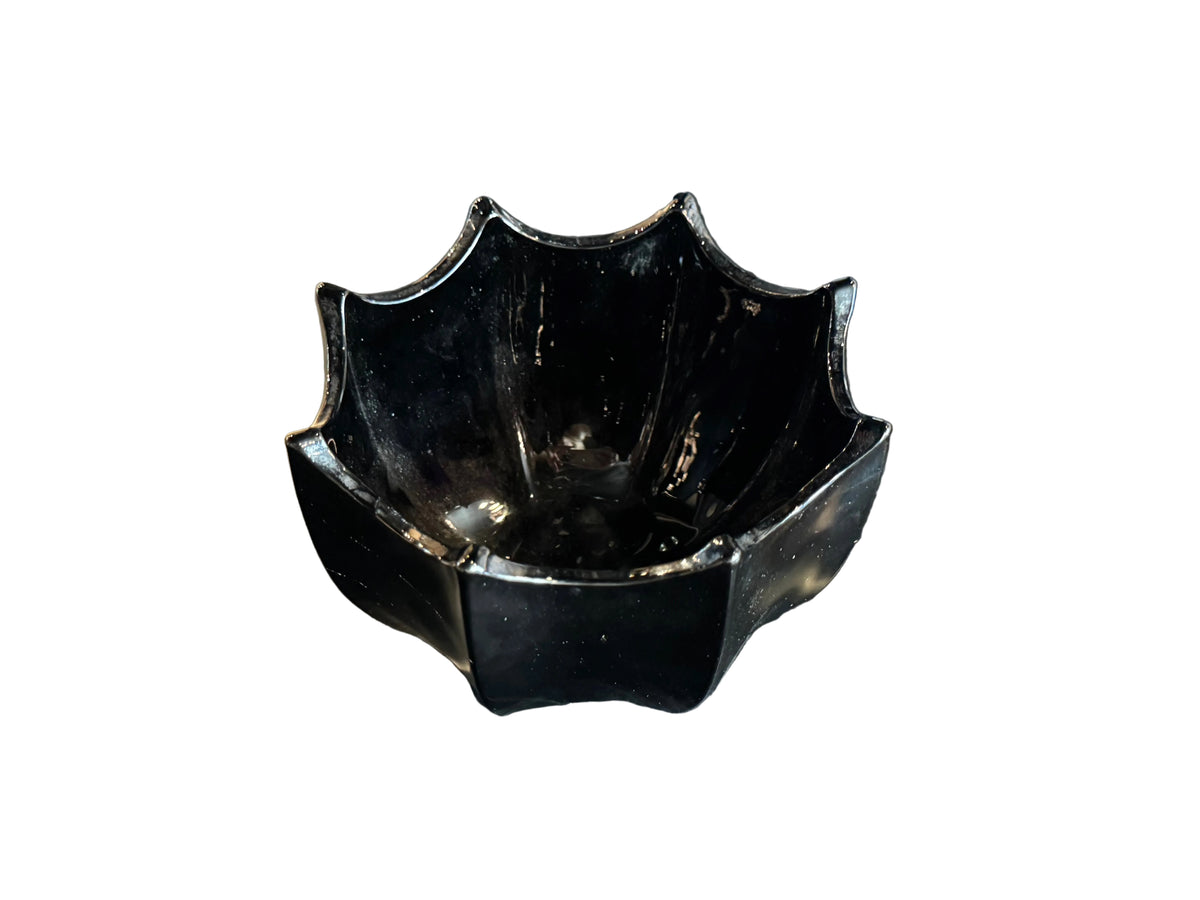 Black Scalloped Glass Bowl