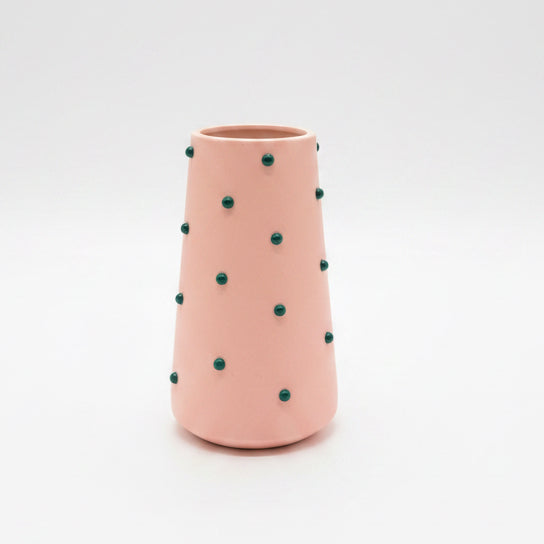 The Vault Creative P. Grunsfeld Candy 6-inch decorative glass vase with colorful swirl design on a white background.