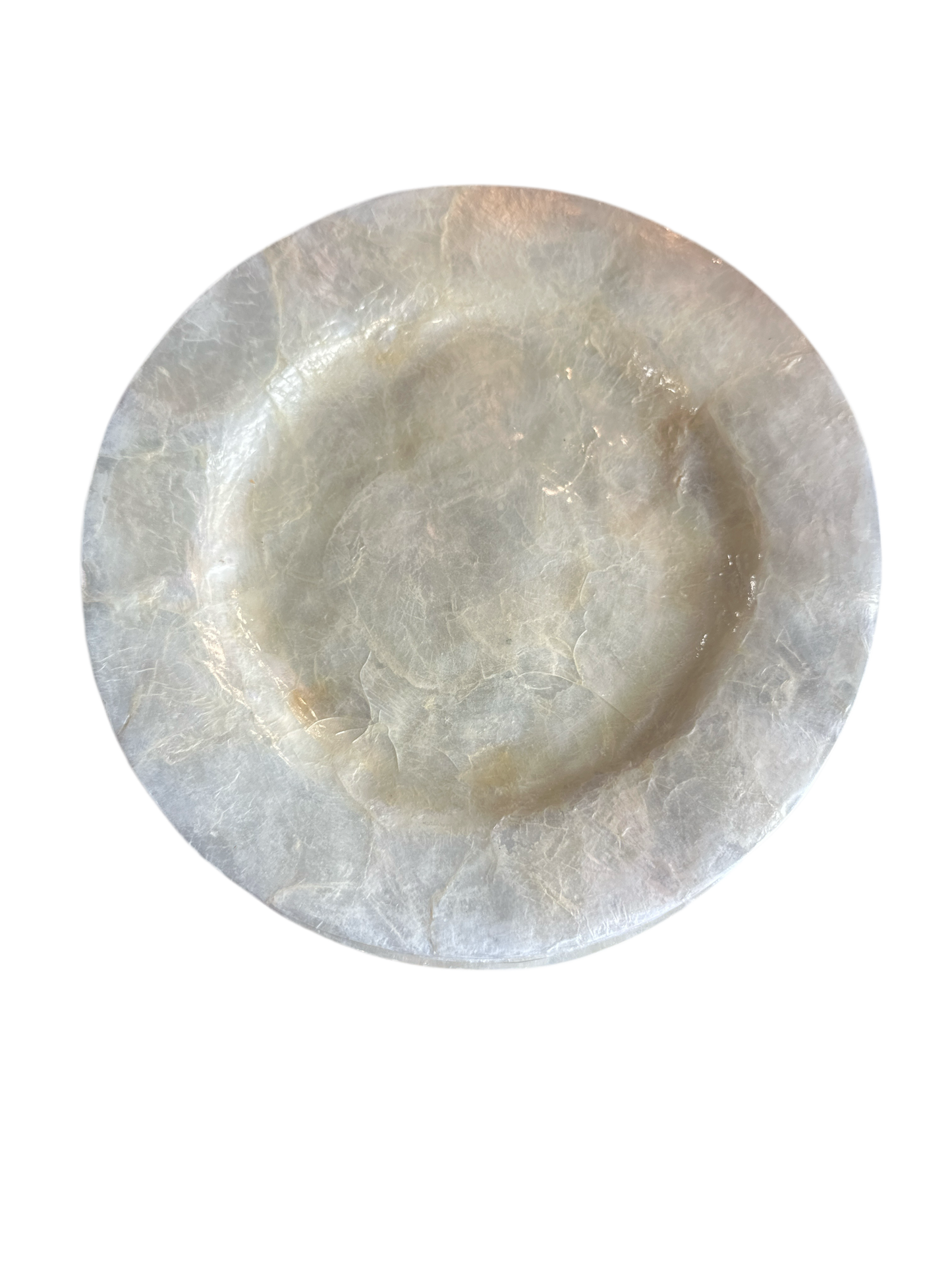 Mother of Pearl dinner plate by Ozmun Home with iridescent, smooth surface and elegant design, perfect for stylish table settings.