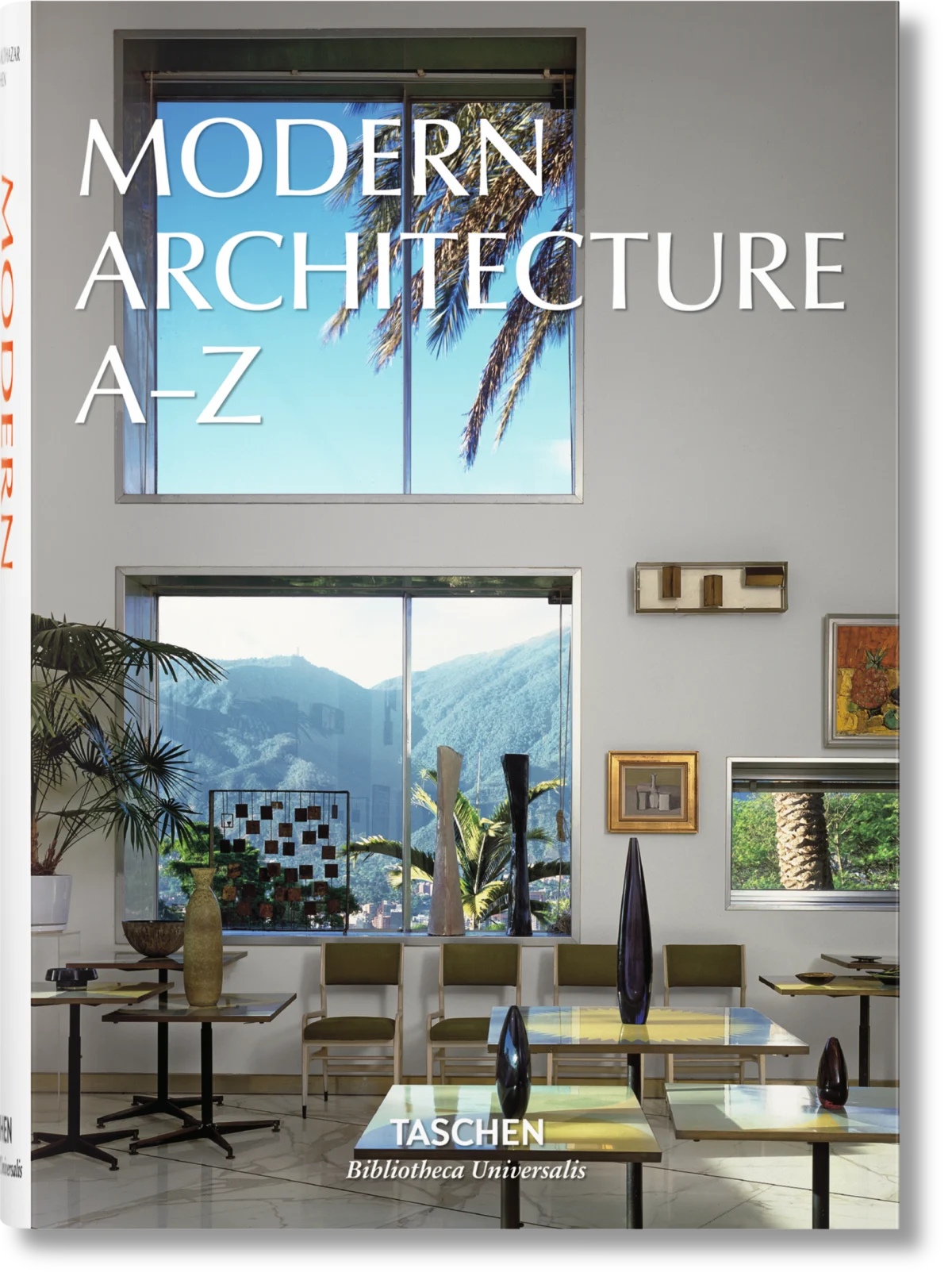 TASCHEN Modern Architecture A–Z book from Bibliotheca Universalis Edition, featuring a colorful cover with architectural illustrations.