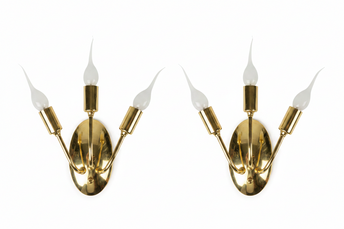 Vintage Majestic Three-arm brass wall sconces