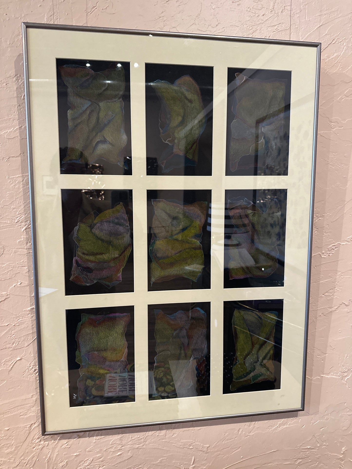 Vintage fabric art piece by The Vault Creative featuring textured, colorful textile study with intricate patterns and rich fabric details.