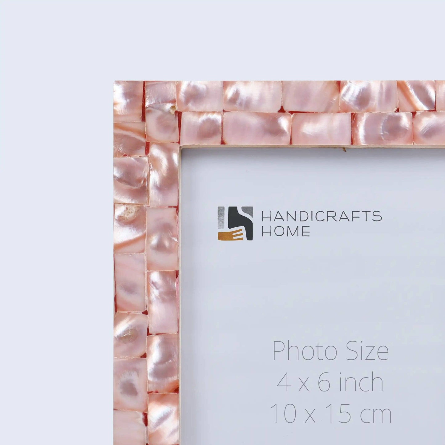 Mother of Pearl pink picture frame by Muqeem & Brothers in three sizes, featuring elegant iridescent pearl design.