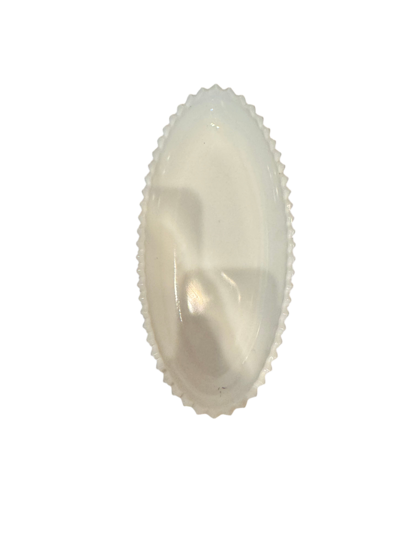 Large milk glass dish by The Vault Creative, featuring a vintage-style decorative milk glass serving or display dish.
