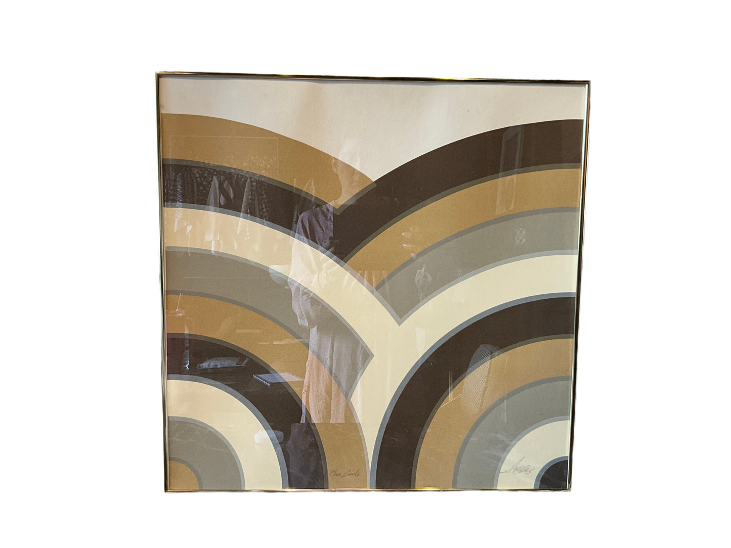 Moon Bands signed art print by Stone Textile Studio featuring abstract moon and band design on textured paper