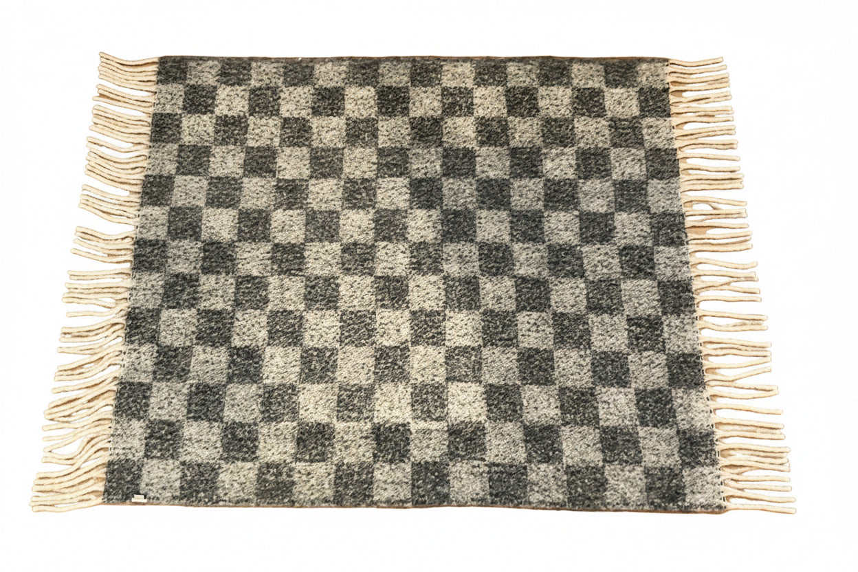 French Cozy Chunky Checkered Throw from The Vault Creative, soft woven blanket with a cozy checkered pattern in natural tones.