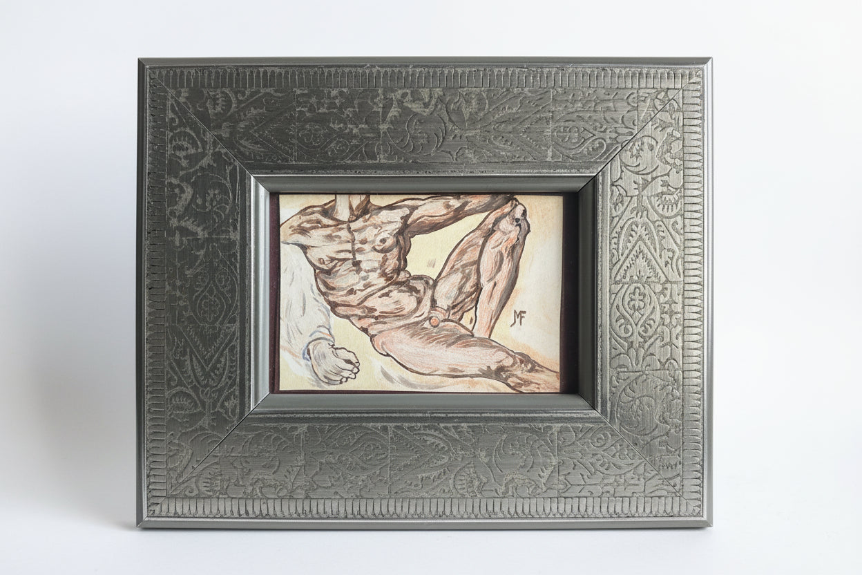 French Lounging Nude sculpture by The Vault Creative, depicting a relaxed nude figure in a reclining pose.