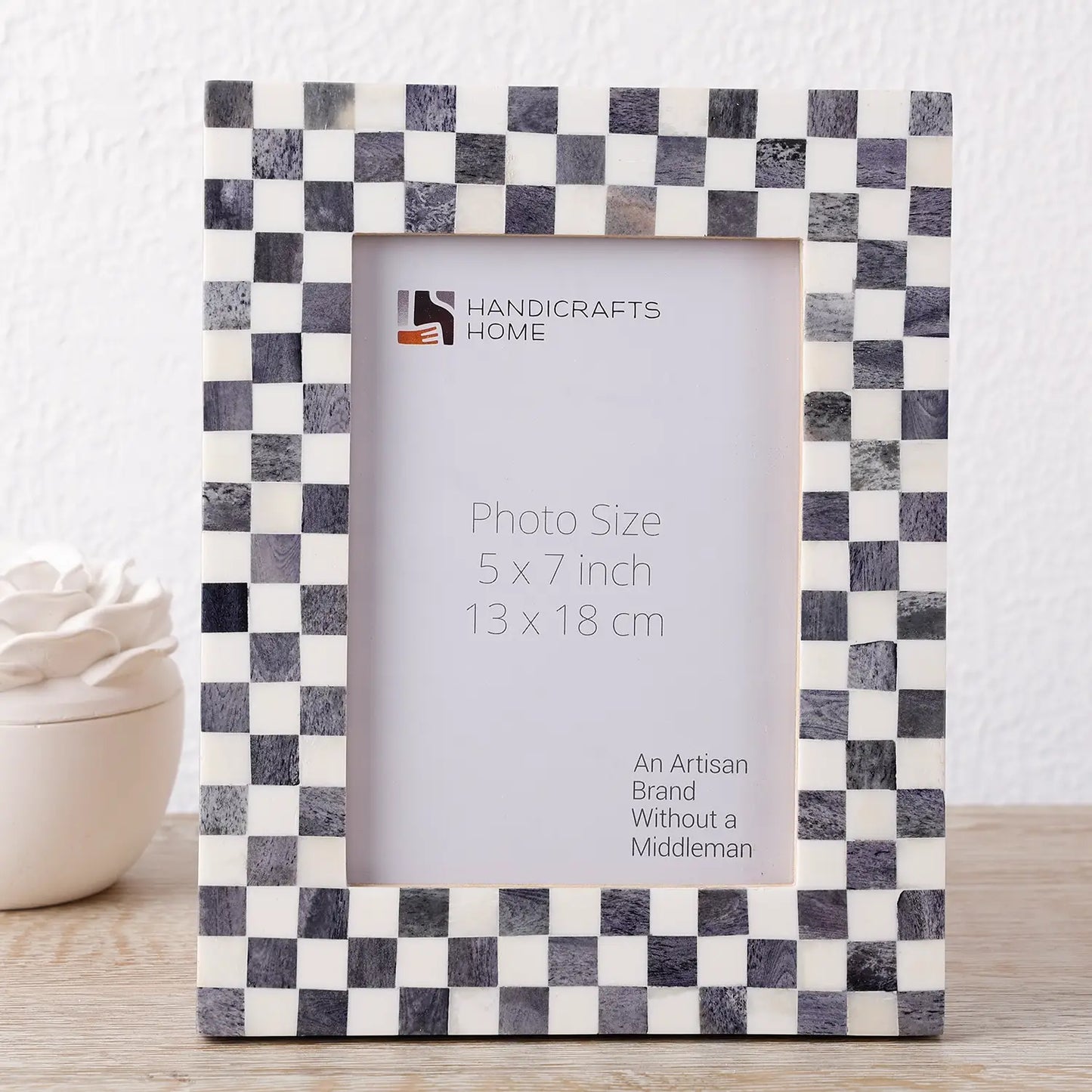 Checked Bone Inlay Picture Frame 5x7