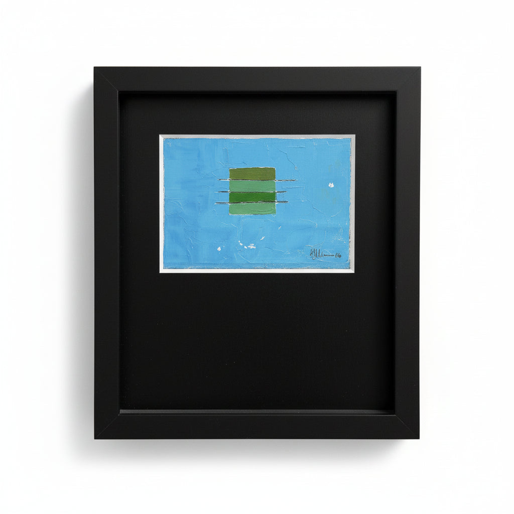 Framed petite French oil painting by Stone Textile Studio featuring a delicate, detailed landscape scene in a wooden frame.