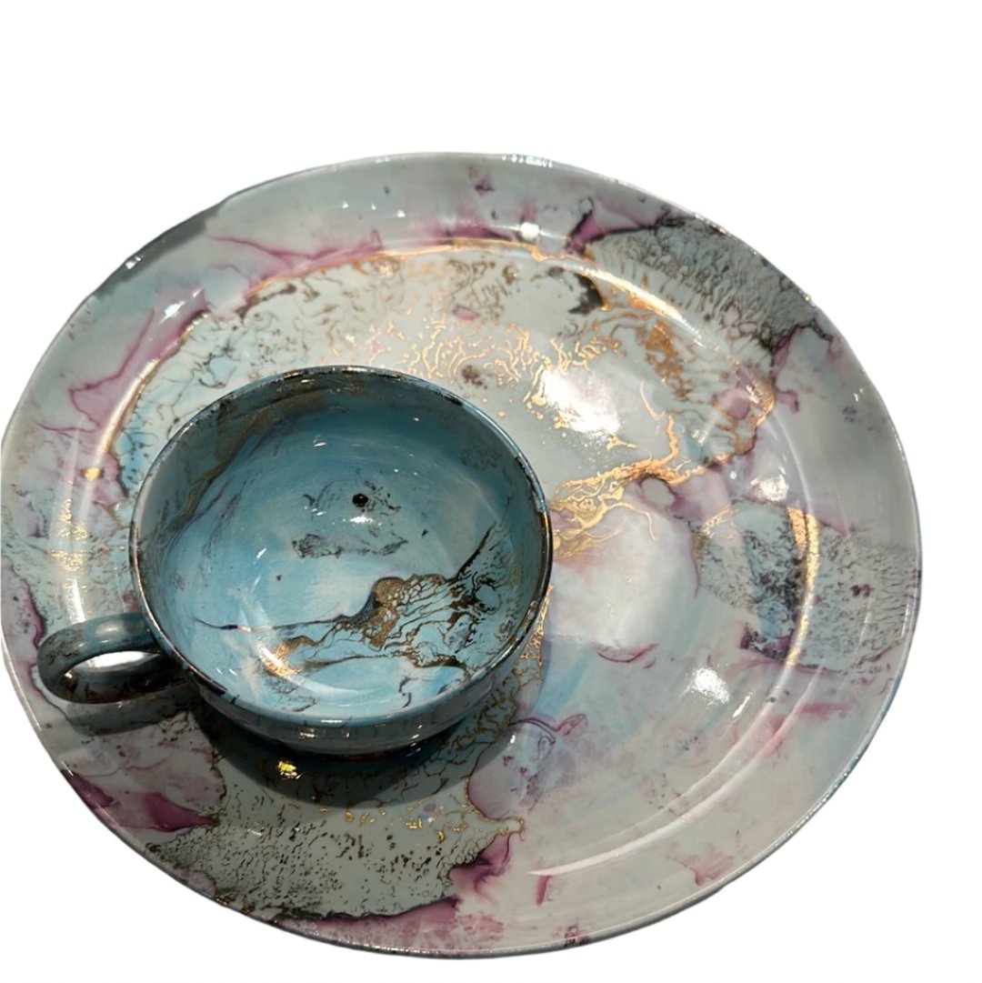 Set of ten Carole Stupell China pieces from The Vault Creative, featuring intricate patterns and elegant porcelain design.