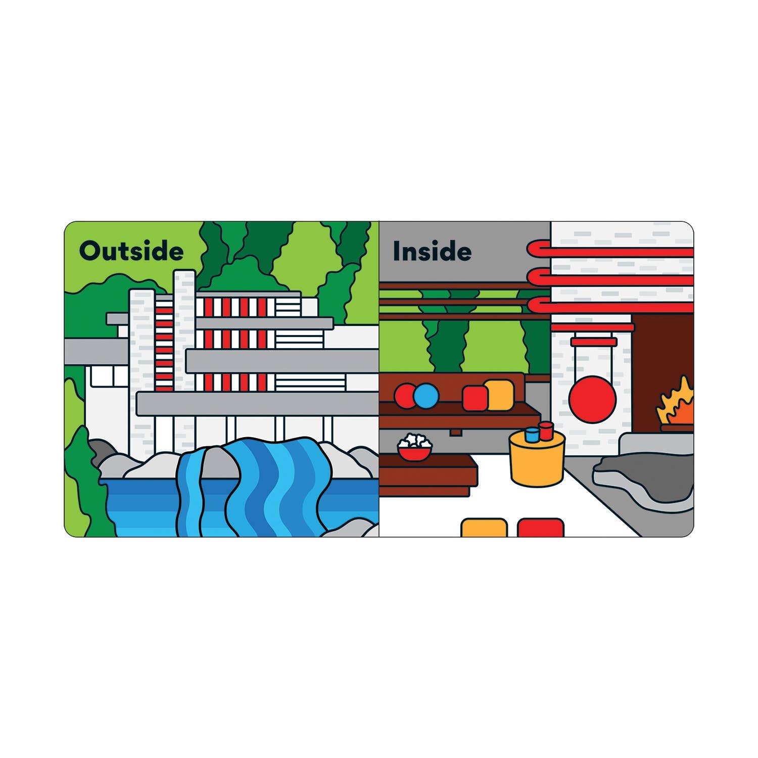Opposites with Frank Lloyd Wright board book by Chronicle Books showing colorful illustrations and architectural designs for children.