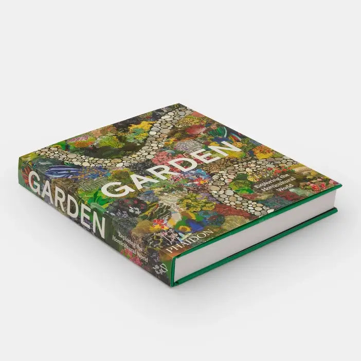 Phaidon garden book titled "Exploring The Horticultural World" showing a colorful garden scene on the cover.