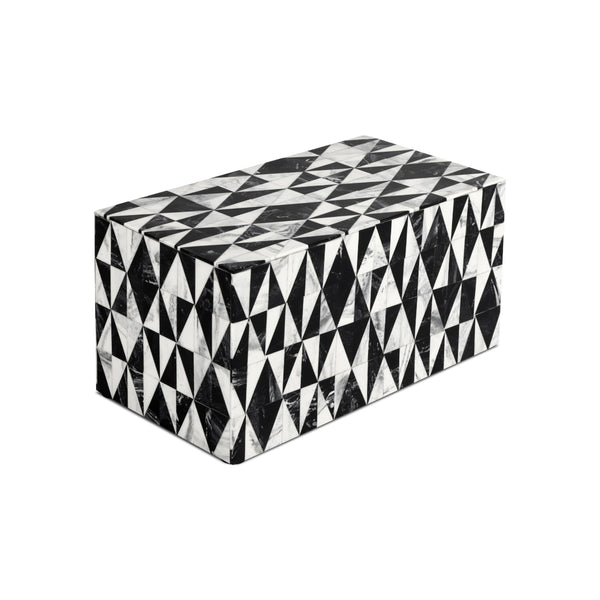 Set of decorative boxes in harlequin pattern from ST x OH, featuring seven sizes with colorful, patterned designs.