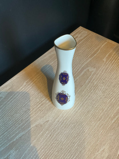 White and blue Echt Kobalt small porcelain vase by The Vault Creative, featuring a smooth surface and elegant design.