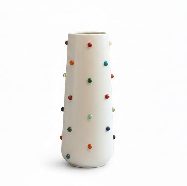 P.Grunsfeld 10in Vase White Multicolored
