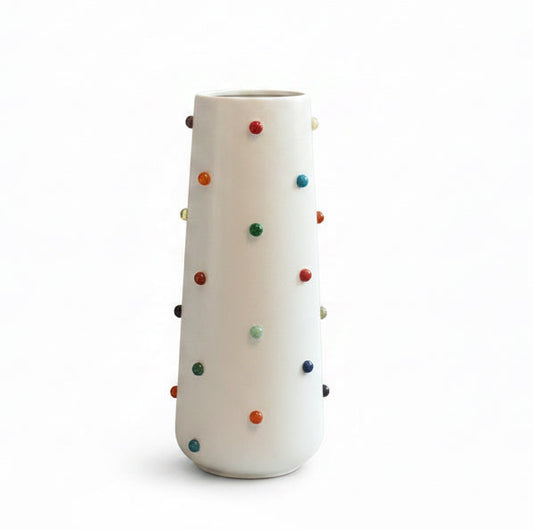 P.Grunsfeld 10in Vase White Multicolored