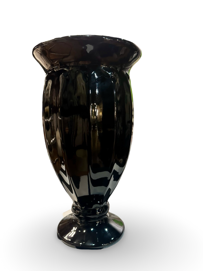Ozmun Home Haeger black vase with a sleek, modern design, featuring a smooth surface and open top for floral arrangements.