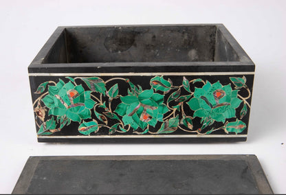 Decorative vintage Taj Mahal stone box by Ozmun Home with intricate carvings, ideal for display or storage.