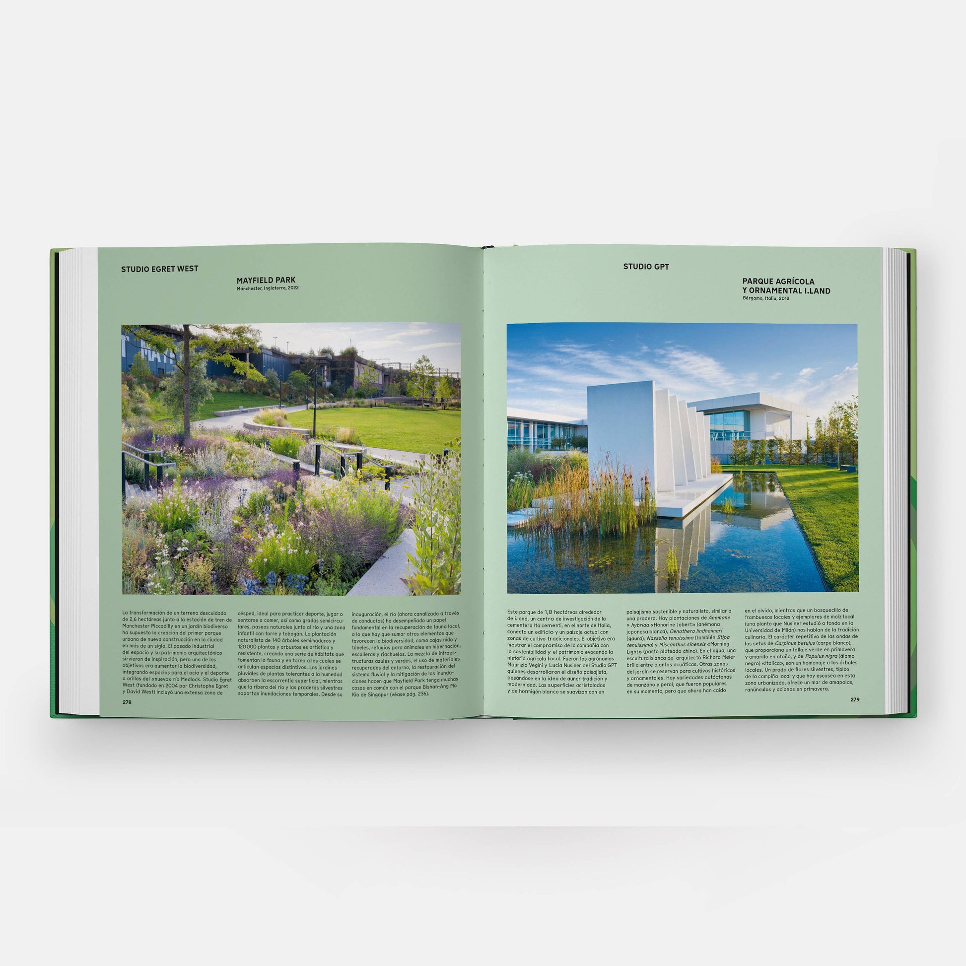 Close-up of "The Contemporary Garden" book by Phaidon, showing a colorful garden illustration on the cover.