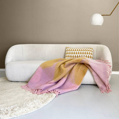 Malagoon Zapotec soft lilac recycled throw blanket with textured woven finish