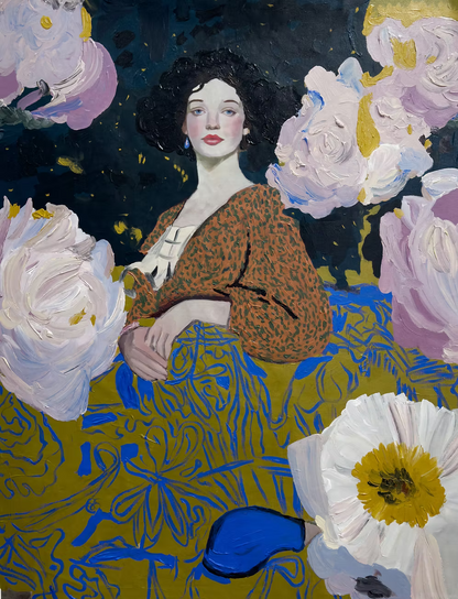 Rebecca Aldernet Midnight Petals signed art print from The Vault Creative, featuring vibrant floral artwork on high-quality paper.
