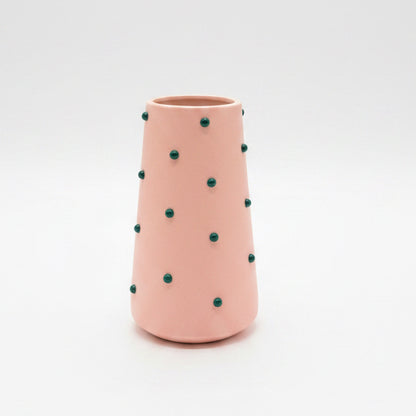 The Vault Creative P. Grunsfeld Candy 6-inch decorative glass vase with colorful swirl design on a white background.