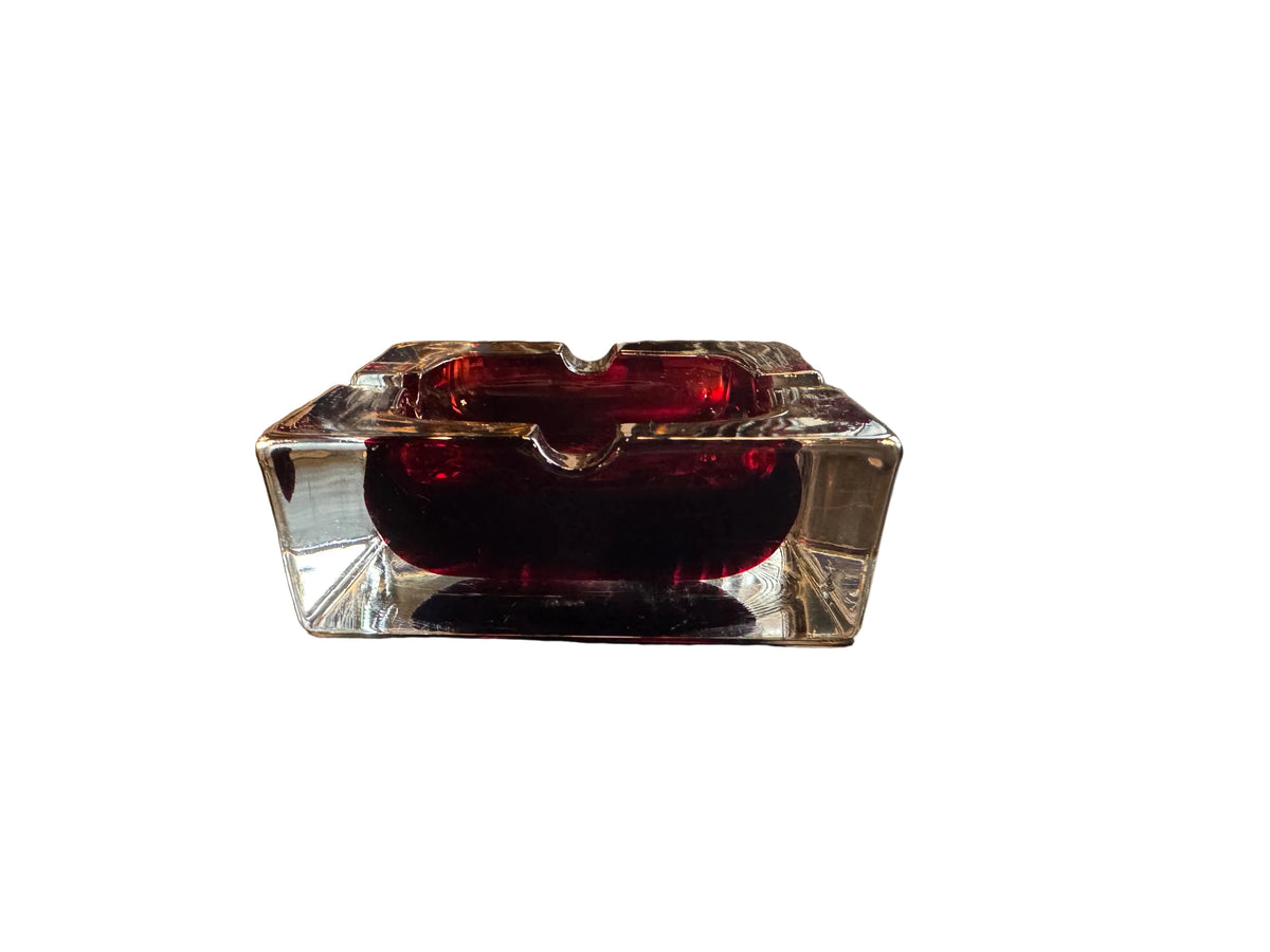 Ruby Red Glass Ashtray