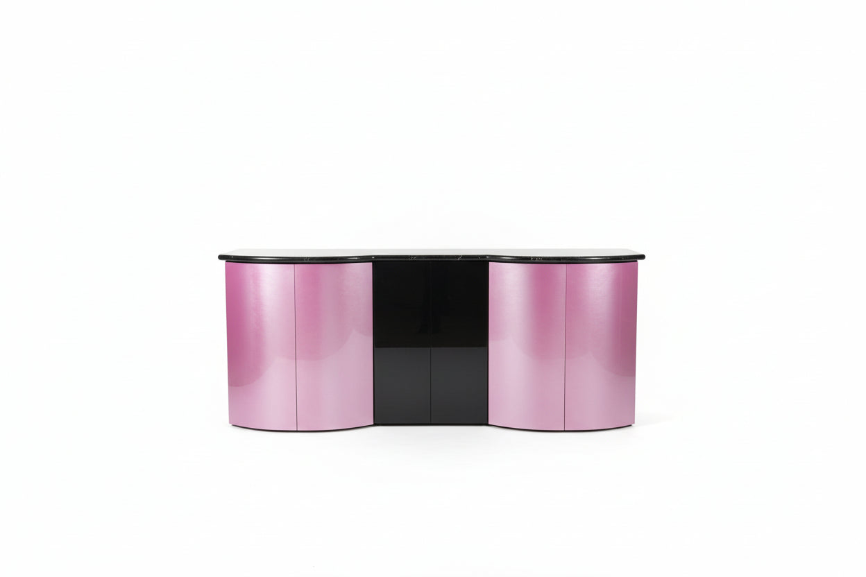 Lacqured Mod Credenza casepiece by The Vault Creative with sleek lacquered finish and modern design.