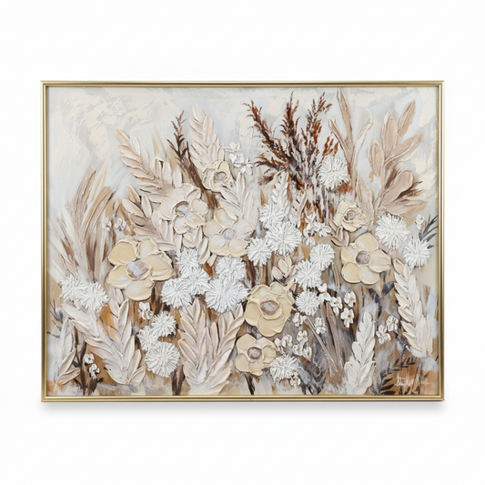 MCM Neutral Painting art piece by Stone Textile Studio featuring abstract design in neutral tones, displayed on a white background.