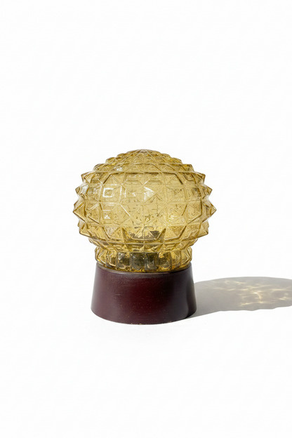 Yellow glass Vintage sconce brown base