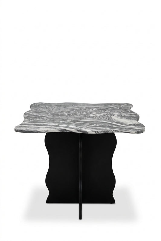 Custom marble wavy game table by Stone Textile featuring a unique wavy design and polished marble surface.