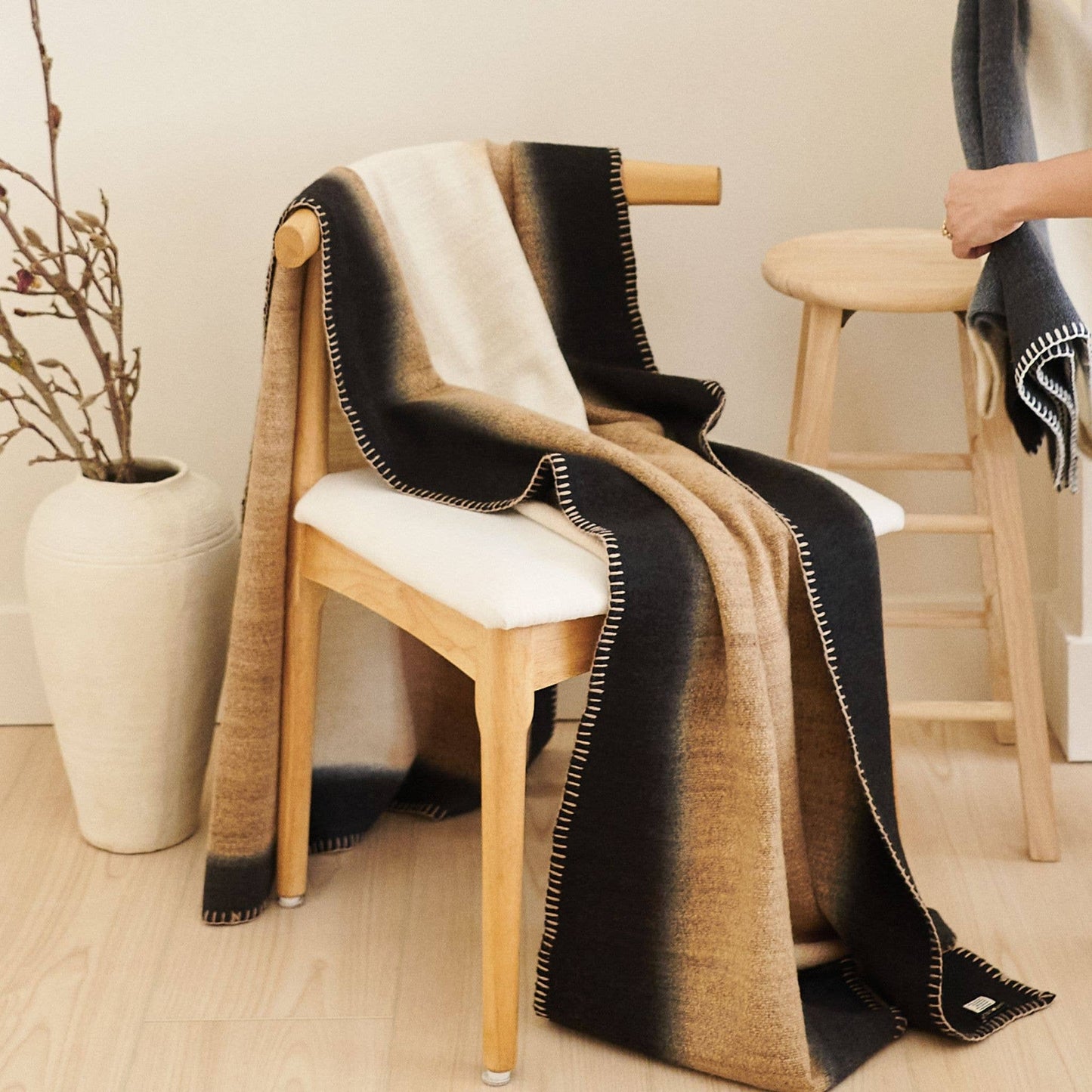 Classic Modern Artisanal Siro Brown Throw Soft Plush Merino