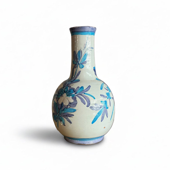 Vintage Italian flower vase by The Vault Creative with intricate floral patterns and a classic ceramic design.