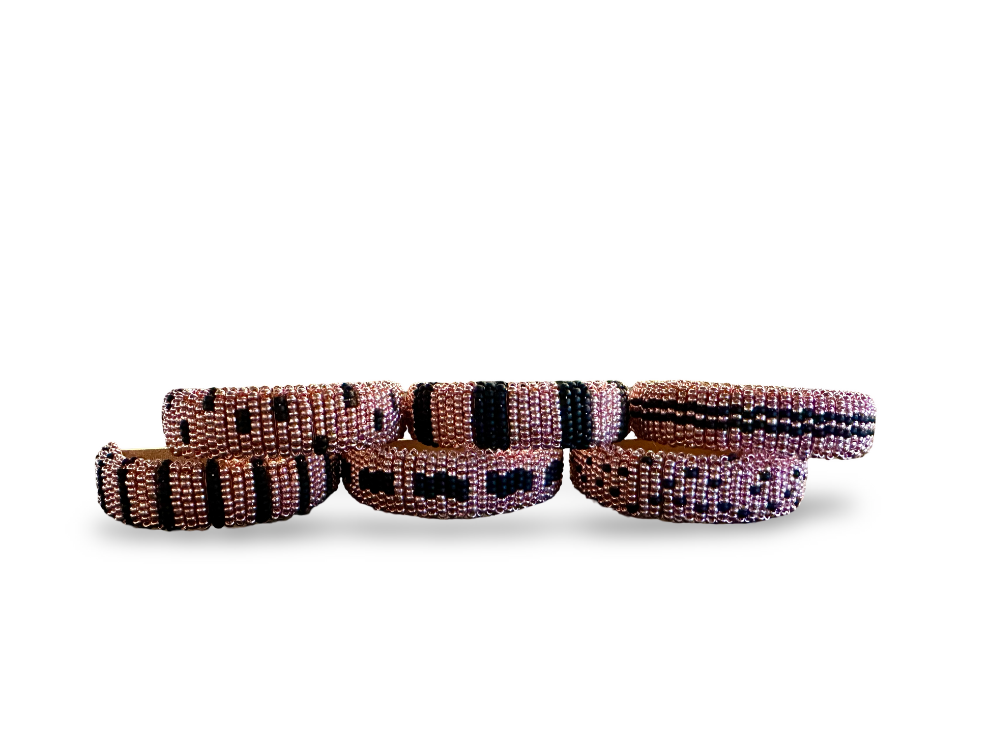 Set of six beaded napkin rings from The Vault Creative, elegant tableware accessories with colorful bead details.