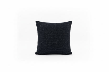 Black tweed pillow with sequin accents from The Vault Creative, featuring textured fabric and decorative embellishments.