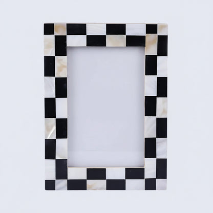 Black & White Checkerboard Photo Frame 4x6