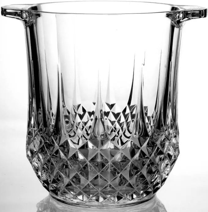 Cristal D'Arques Durand Longchamp champagne bucket with clear glass and elegant design, perfect for wine chilling.