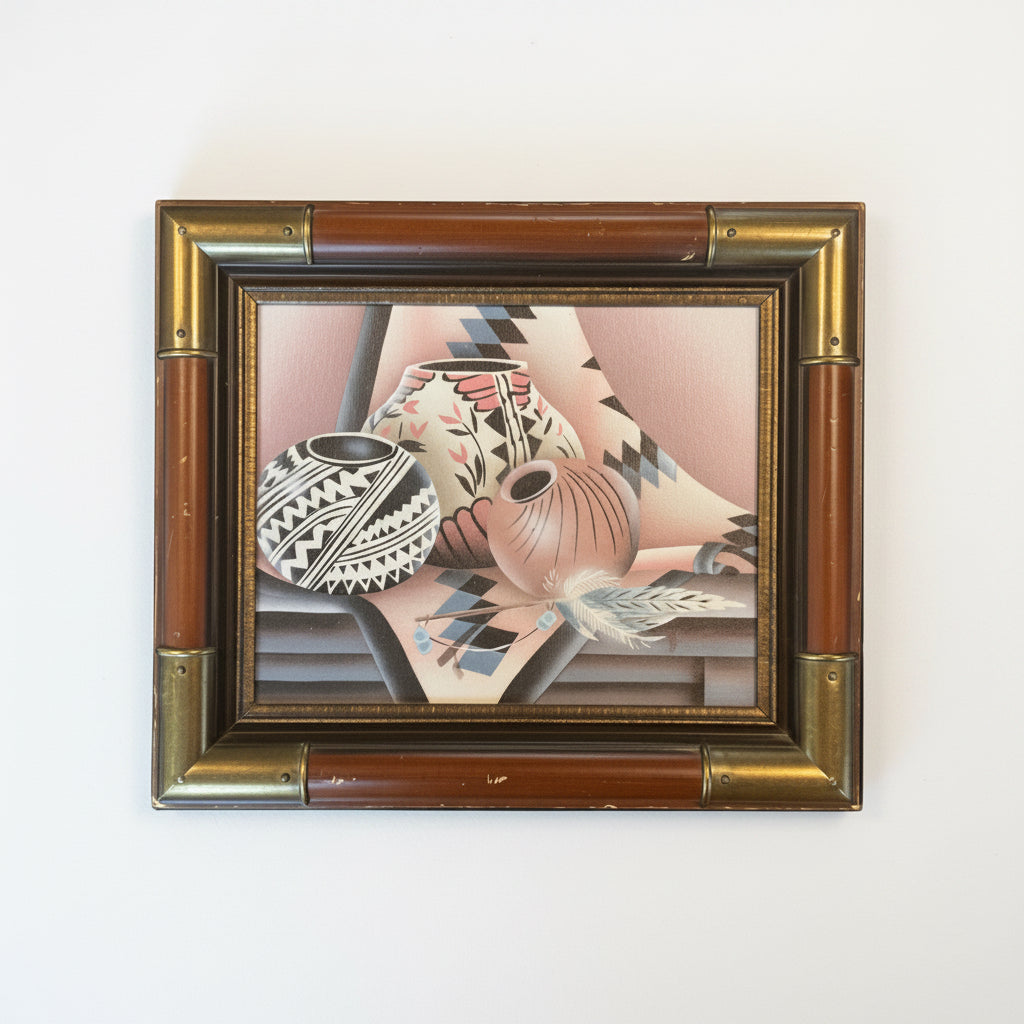 Southwestern framed art by The Vault Creative featuring vibrant desert-inspired desert scene with bold colors and intricate patterns.