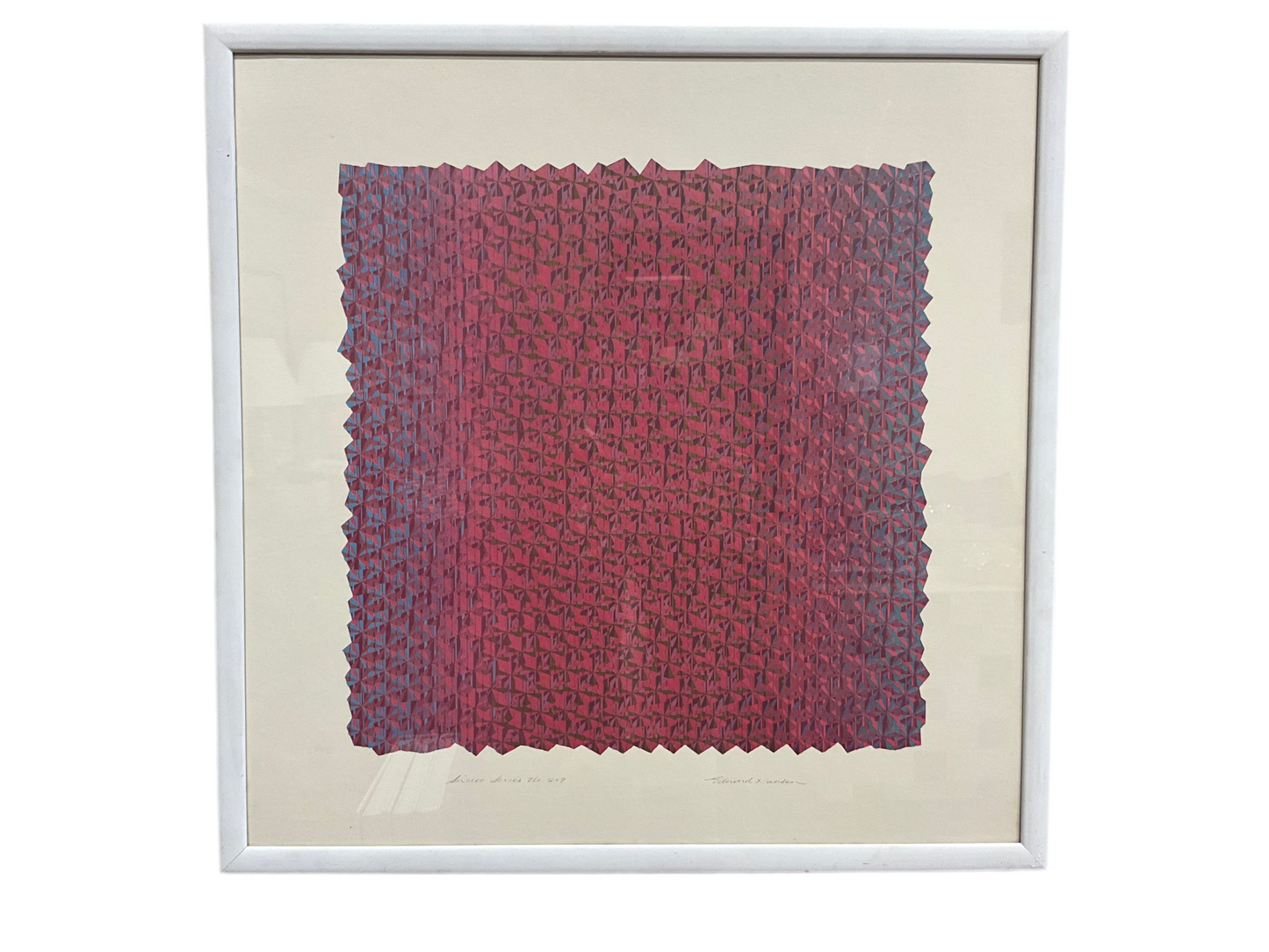 Vintage signed screen print by The Vault Creative featuring bold, colorful abstract artwork on textured paper.