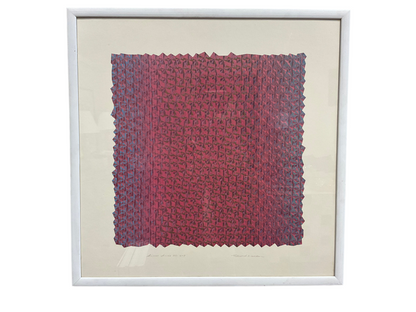 Vintage signed screen print by The Vault Creative featuring bold, colorful abstract artwork on textured paper.