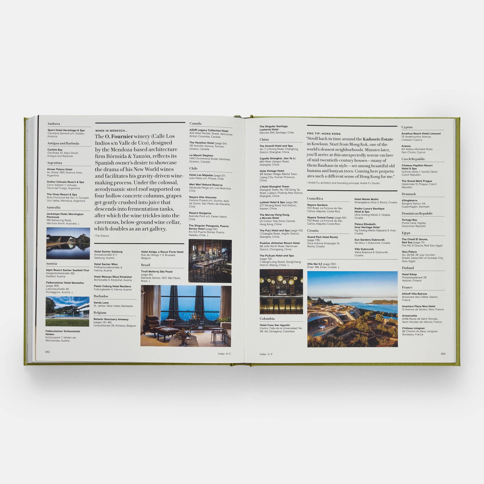 Phaidon Leading Hotels of the World book featuring a glossy cover with images of luxury hotel exteriors and interiors.