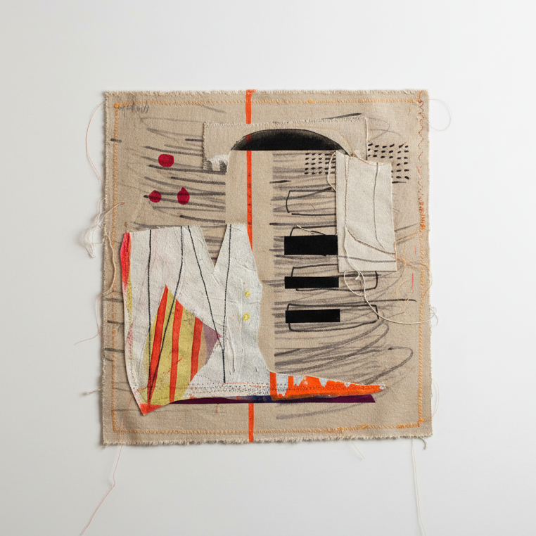Abstract signed mixed media artwork by Elizabeth featuring vibrant colors and textured brushstrokes on canvas.