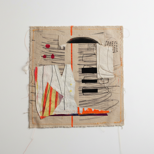 Abstract signed mixed media artwork by Elizabeth featuring vibrant colors and textured brushstrokes on canvas.