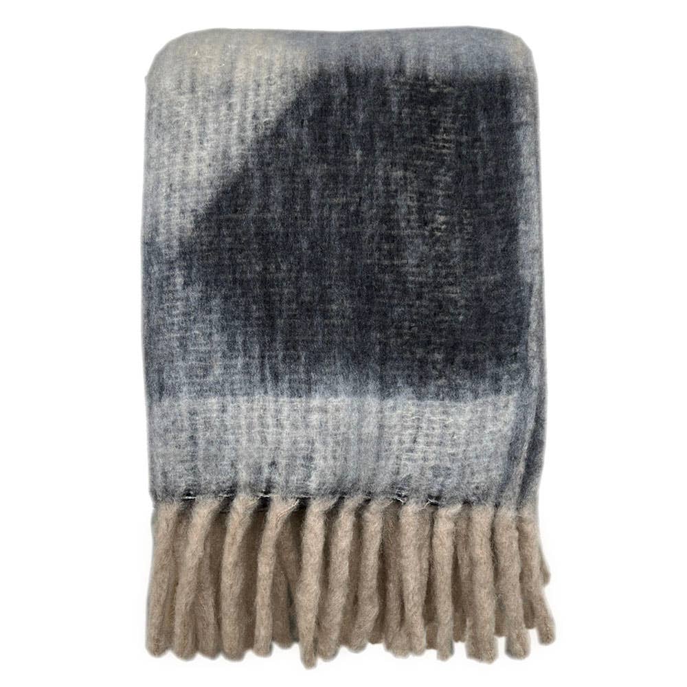 Malagoon Zapotec soft grey recycled throw blanket with a textured woven finish