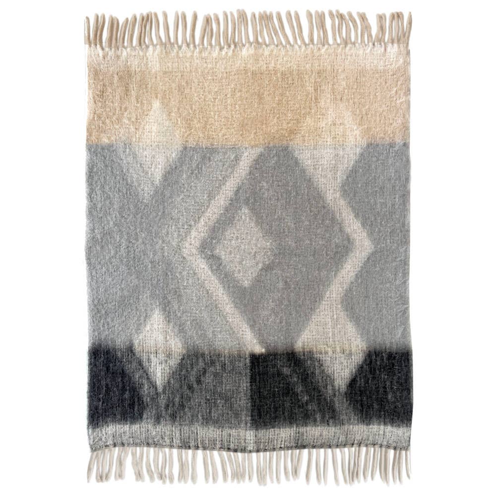 Malagoon Zapotec soft grey recycled throw blanket with textured woven pattern