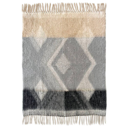 Malagoon Zapotec soft grey recycled throw blanket with textured woven pattern