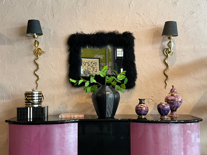 Pair of vintage brass snake sconces with intricate detailing, designed for wall mounting and decorative lighting.