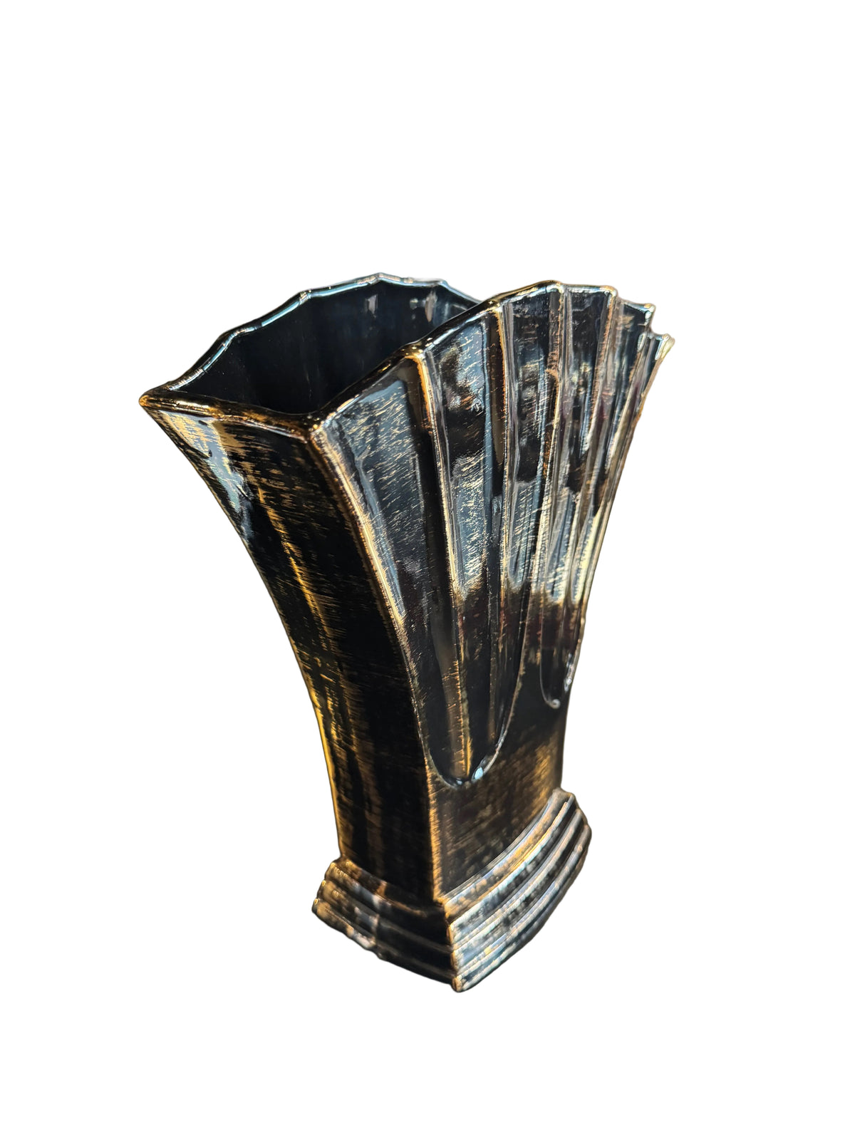 Black & Gold Fan Vase