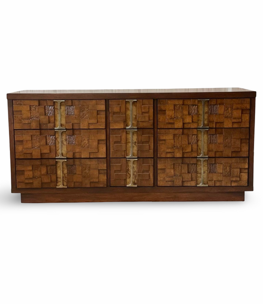 Ozmun Home Brutalist dresser with sleek wood finish and minimalist design, featuring multiple drawers for stylish storage.
